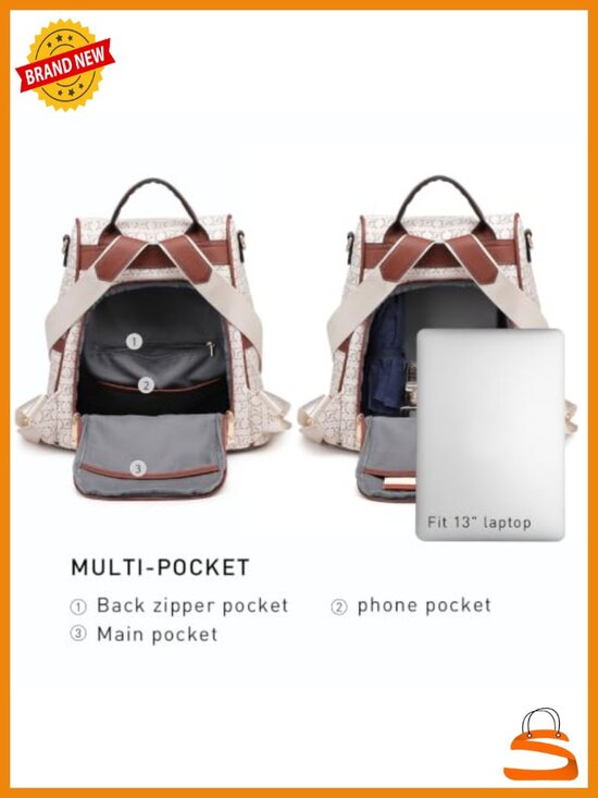 Vegan Leather Fashion Backpack Purse Anti-theft Rucksack Ladies Travel Shoulder main image 5